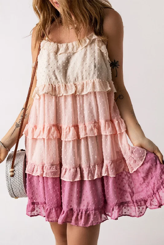 Midi dresses with denim fabric for a casual yet stylish day out Swiss Dot Ruffle Tiered Mini Dress