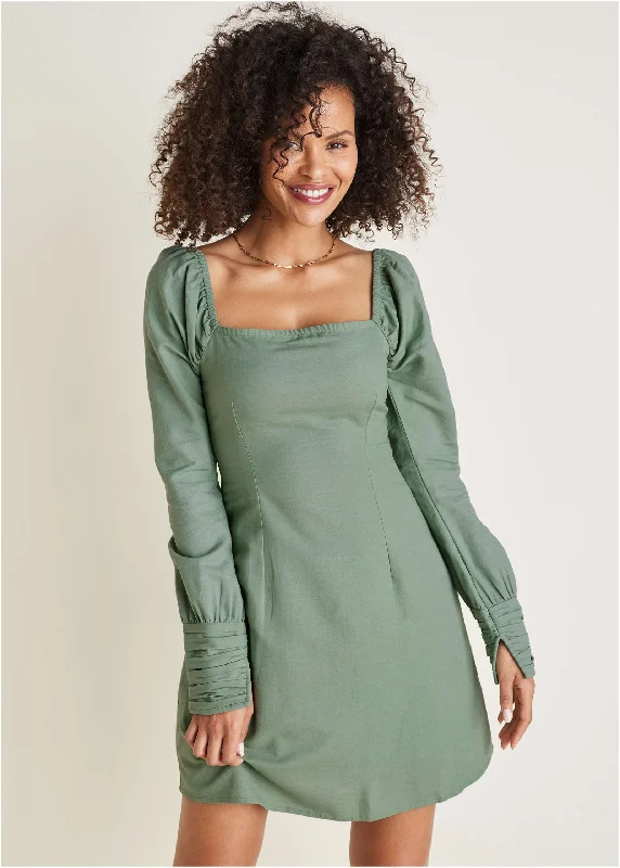 Mini dresses with bow accents for a sweet look Sleeve Detail Mini Dress - Basil