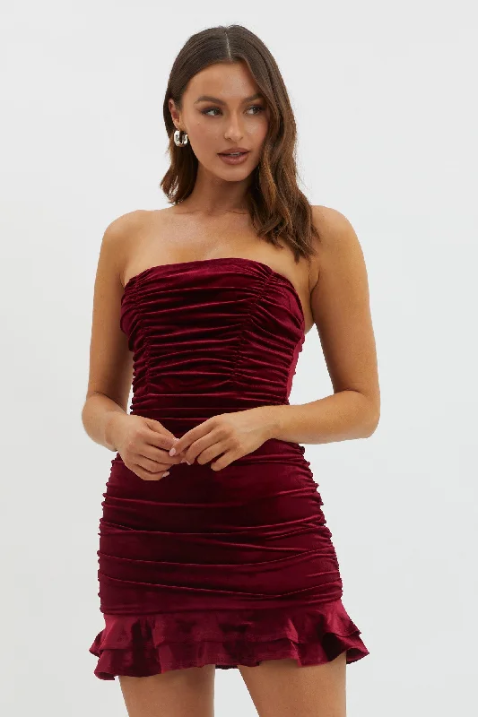 Mini dresses with tassel accents for a fun touch Hollyberry Ruched Velvet Mini Dress