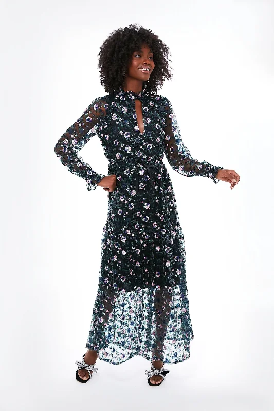 Midi dresses with mesh inserts for a trendy and breathable option Floral Sequin Lucybella Dress