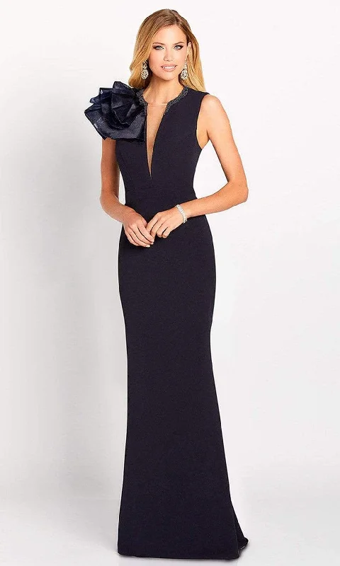 Wedding dresses with a bateau neckline for a classic shape​ Wedding guest dresses with tassel - adorned belts and A - line skirts Cameron Blake - 119645 Beaded Organza Trumpet Dress