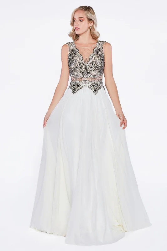 Maternity dress for a baby's first visit to the art gallery Cinderella Divine J748 Long Sleeveless Formal Dress Prom