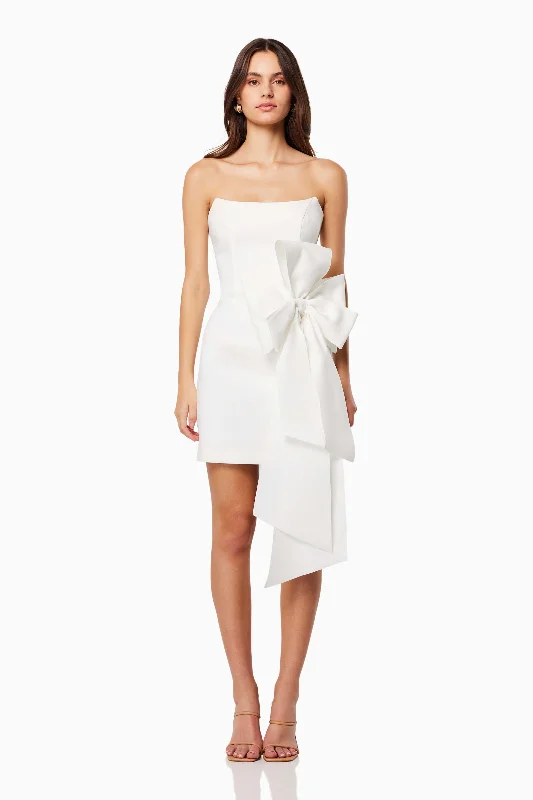 Mini dresses with bow accents for a sweet look Phaedra 3D Bow Mini Dress In White