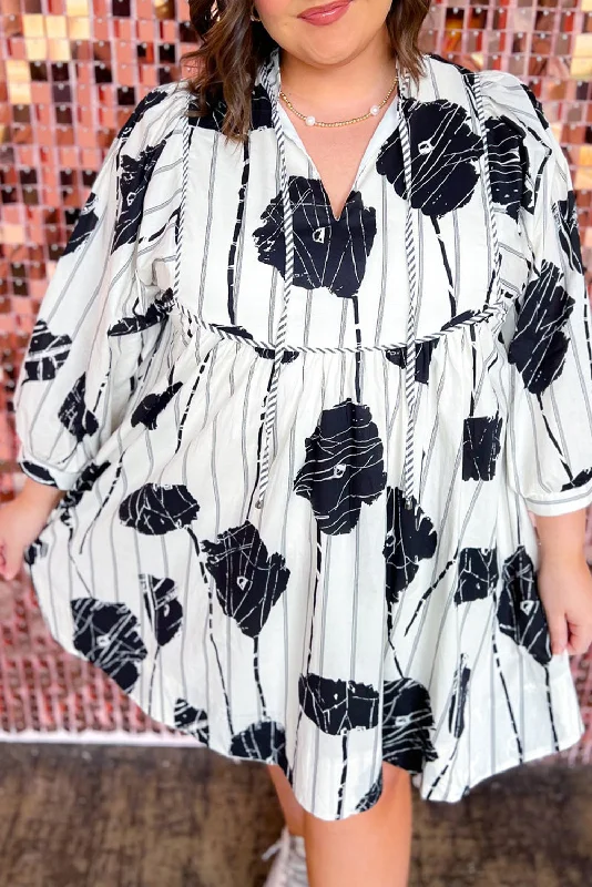 Wrap - style midi dresses in silk for a sophisticated office look Plus Size Floral Puff Sleeve Mini Dress
