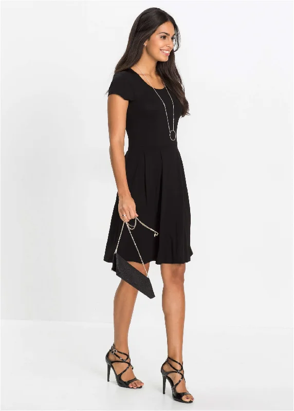 Ruffled mini dresses for a romantic touch Pleated Mini Dress - Black