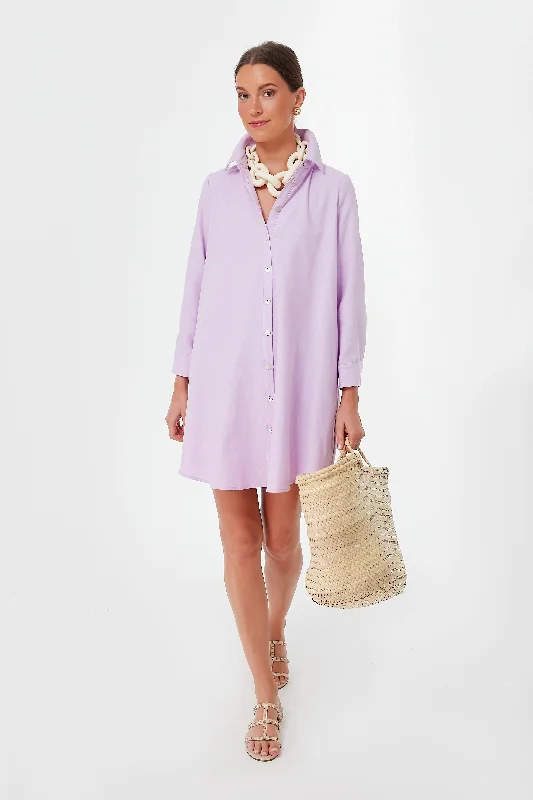 Midi dresses with ruched sleeves for a more fitted and stylish arm look Lavender Oxford Harris Shirt Dress