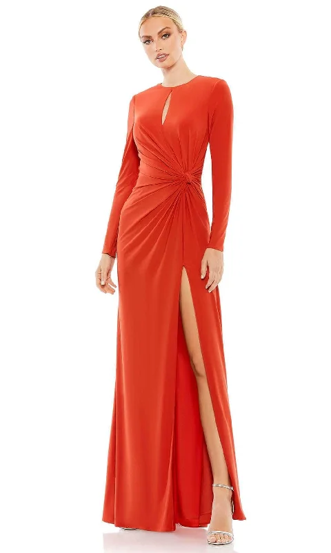 Ruffled wedding dresses with a cascading effect Velvet - trimmed wedding guest dresses in burgundy for a formal event Ieena Duggal 55708 - Keyhole Neck Long Sleeved Dress Ruffled wedding dresses with a cascading effect Velvet - trimmed wedding guest dresses in burgundy for a formal event Ieena Duggal 55708 - Keyhole Neck Long Sleeved Dress
