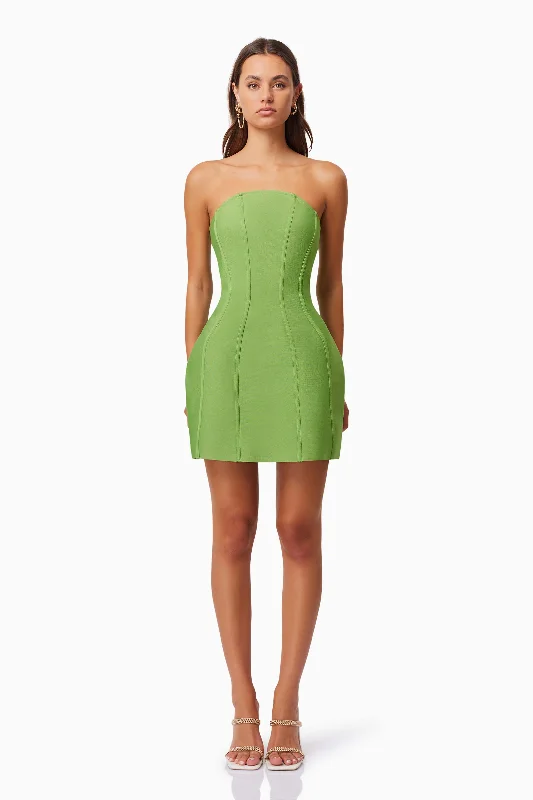 Mini dresses with keyhole necklines Rose Strapless Mini Dress In Green