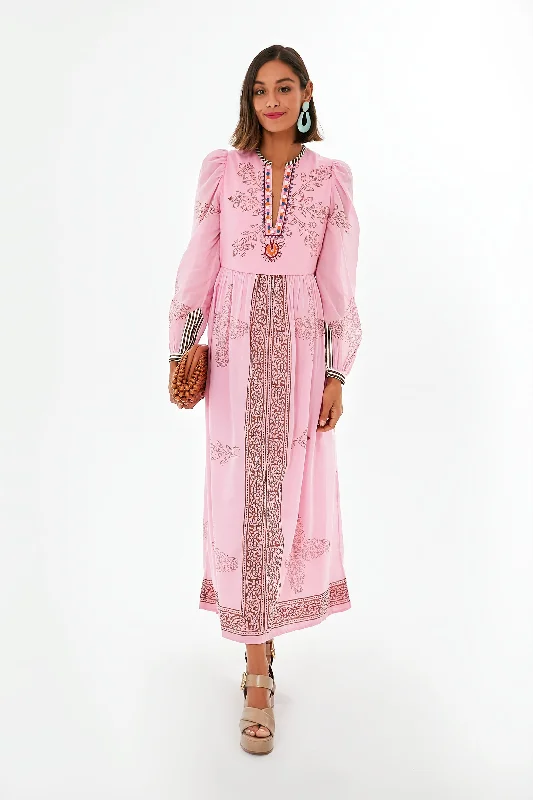High - low midi dresses with geometric patterns for a modern party Pink Winifred Guava Dress