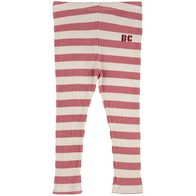 Women's Fleece - Lined Tight Trousers in Dark Blue for Warmth in Cold WeatherBobo Choses Burgundy Red Maroon Stripes Leggings
