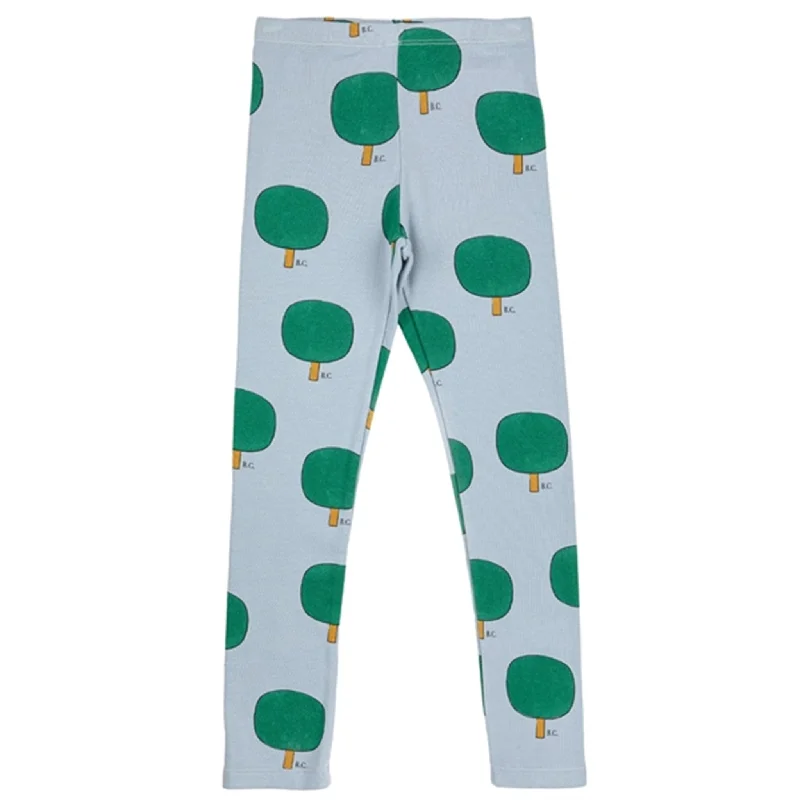 Plus Size Women's Embroidered Tight Trousers in White for a Feminine and Elegant StyleBobo Choses Light Blue Green Tree Leggings AOP