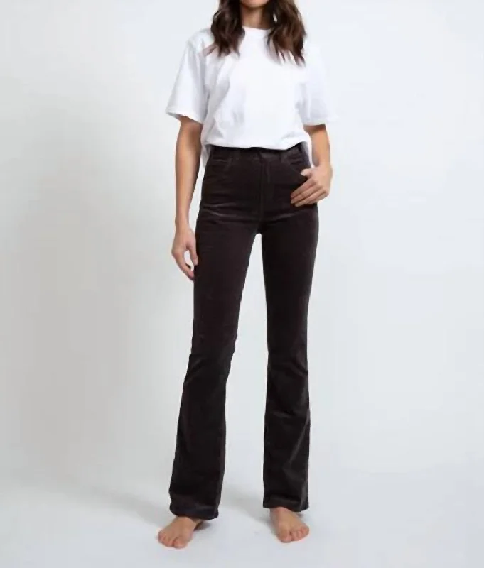 Women's High - Waisted Tight Trousers with Side Slits in Beige for a Trendy LookCruz Boot Cords Jean In Mink Mink