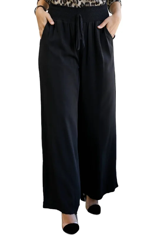 Plus Size Women's Embroidered Tight Trousers in White for a Feminine and Elegant StyleCue The Glam Pants In Black