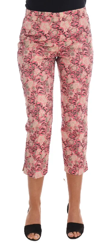 Women's Velvet Tight Trousers in Burgundy for a Luxurious and Elegant AppearanceDolce & Gabbana Elegant Floral Brocade Women's Pants
