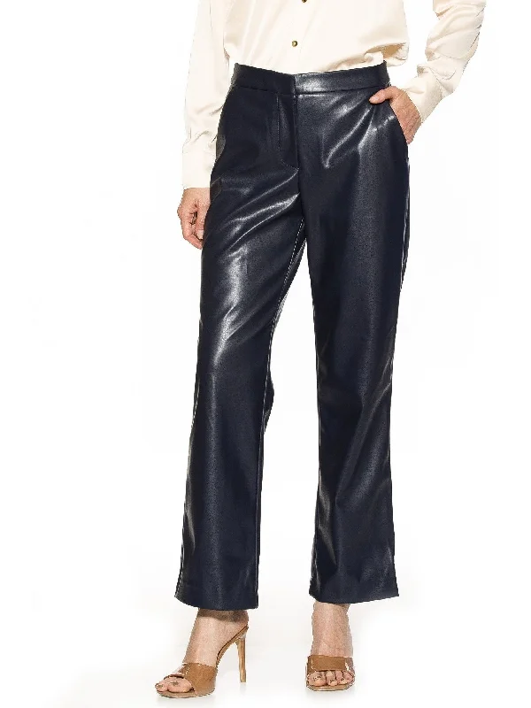 Women's Metallic Tight Trousers in Gold for a Glamorous Party EnsembleFaux Leather Pants