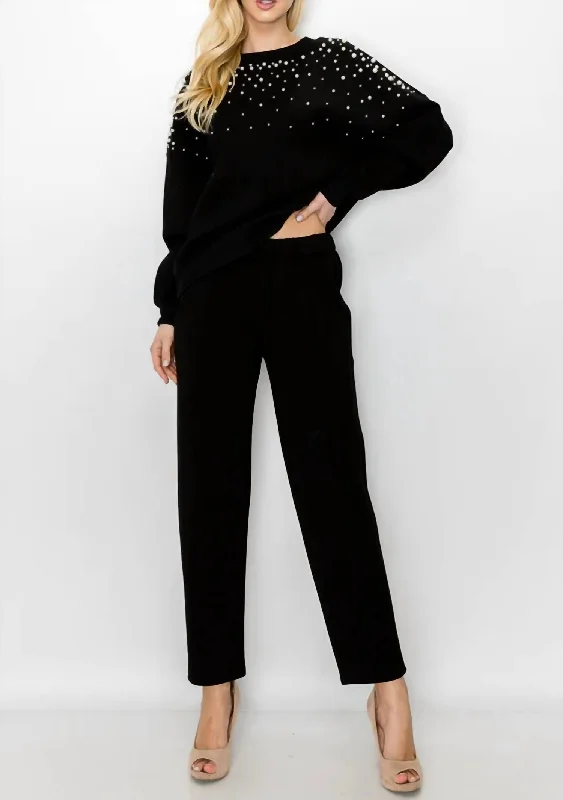 Women's Metallic Tight Trousers in Gold for a Glamorous Party EnsembleFelice French Scuba Pant In Black