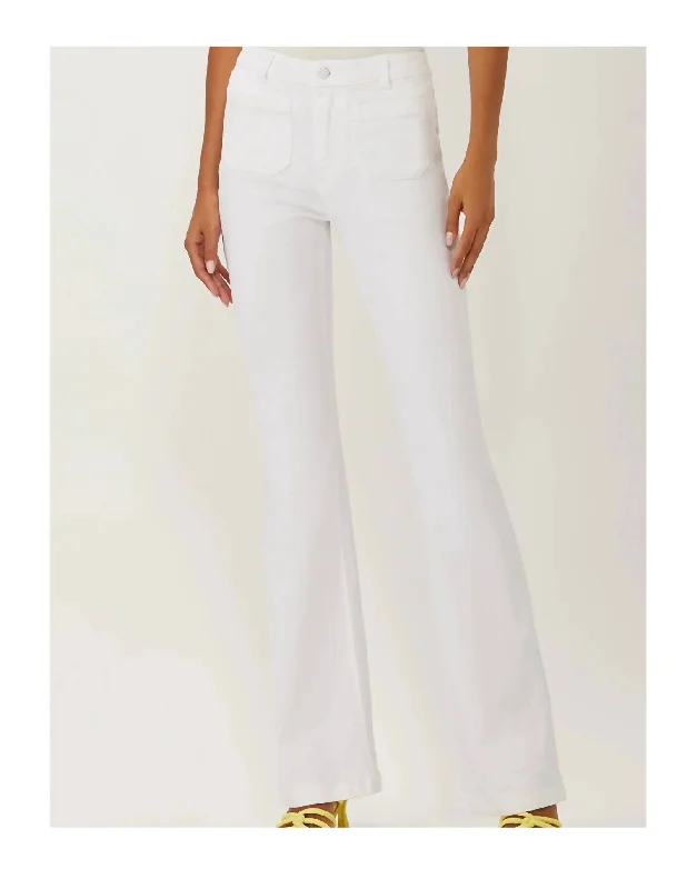 Women's Metallic Tight Trousers in Gold for a Glamorous Party EnsembleFigueroa Flare Jean W/ Patch Pockets In White