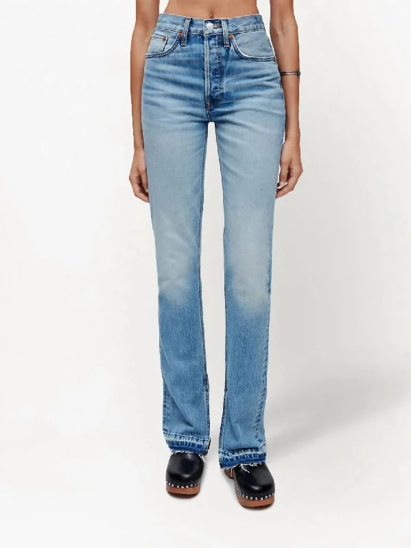 Women's Leather - Look Tight Trousers with Zipper Details in Dark Gray for an Urban StyleHi Rise Slit Boot Jean In Opal Indigo