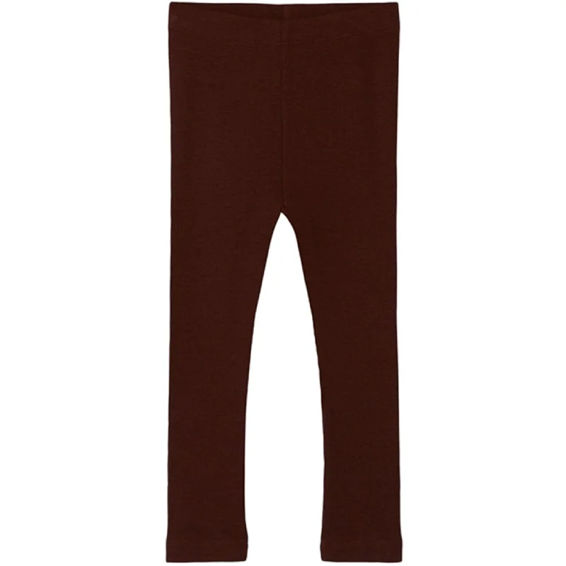Women's Faux Leather Tight Trousers with Studded Details in Brown for an Edgy StyleLil'Atelier Rum Raisin Gago Slim Leggings