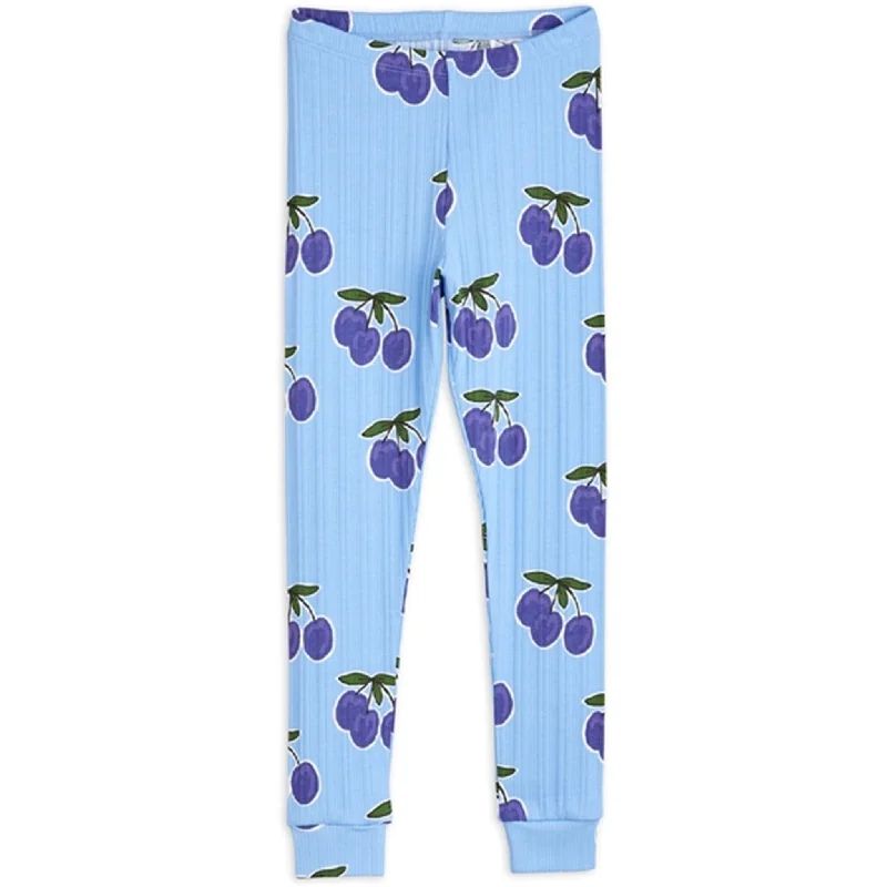 Plus Size Women's Embroidered Tight Trousers in White for a Feminine and Elegant StyleMini Rodini Plum Aop Leggings Blue