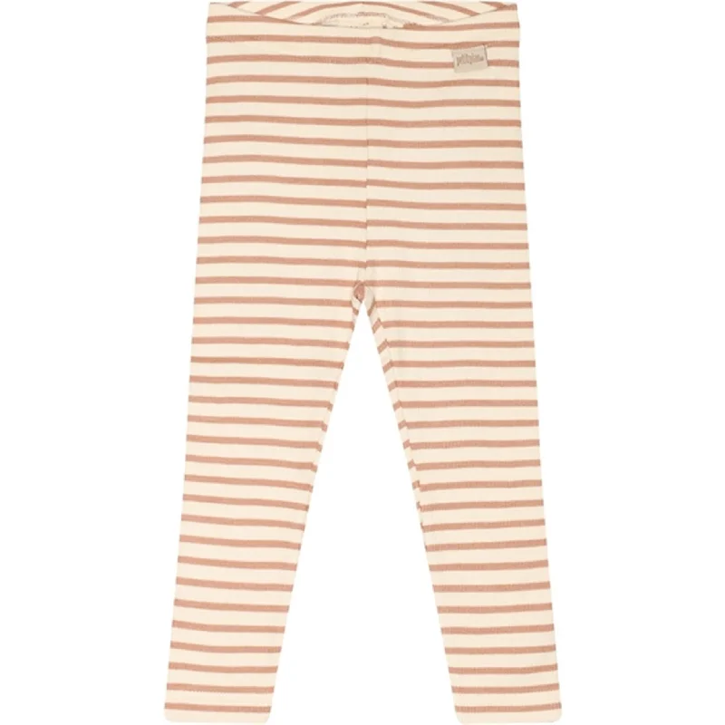 Plus Size Women's Sheer Tight Trousers in Nude for a Subtle and Stylish StatementPetit Piao® Cafè Rose/Off White Leggings Modal Striped