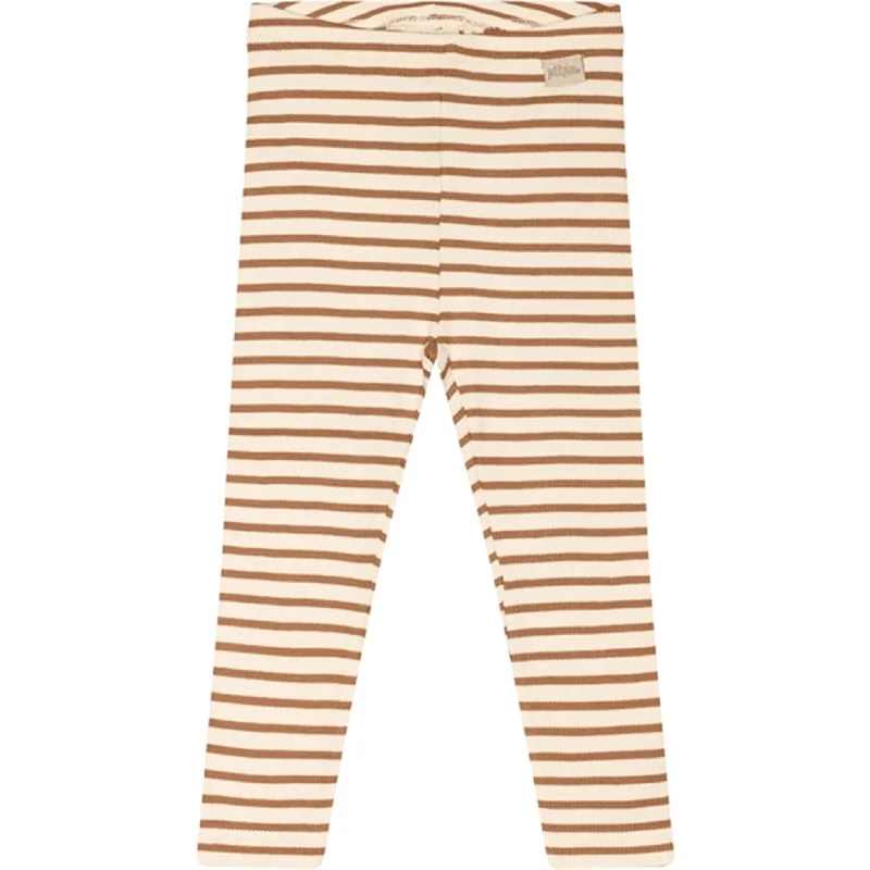 Women's Tight Trousers with Mesh Panels in Black for a Sexy and Modern AppearancePetit Piao® Caramel/Off White Leggings Modal Striped