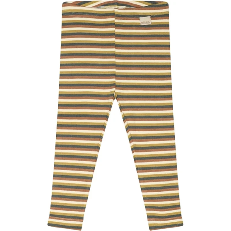 Women's Faux Leather Tight Trousers with Studded Details in Brown for an Edgy StylePetit Piao® Multi stripe Leggings Modal Multi Striped