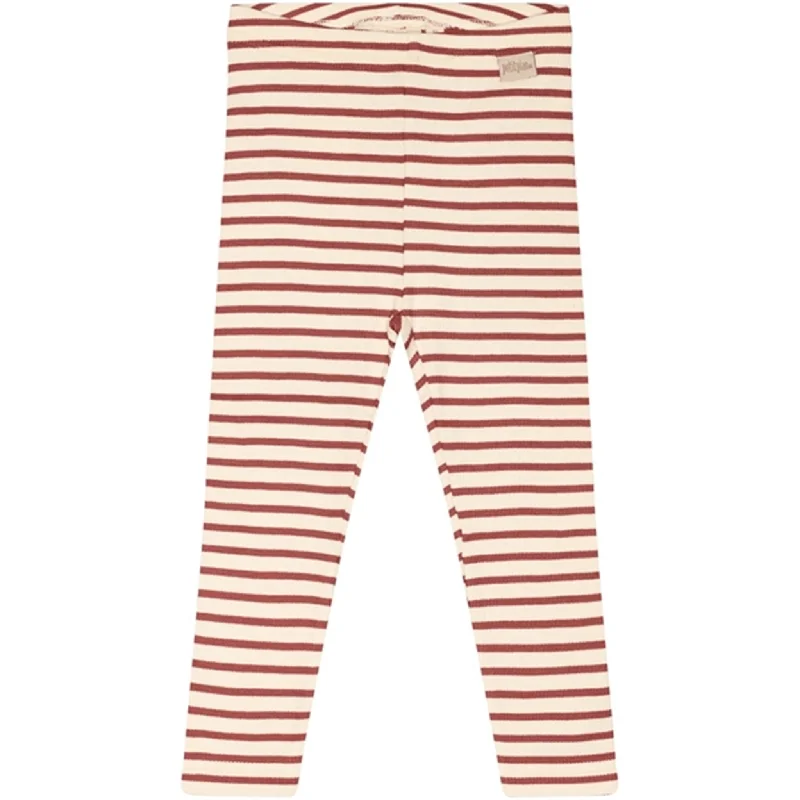 Women's Fleece - Lined Tight Trousers in Dark Blue for Warmth in Cold WeatherPetit Piao® Berry Dust/Off White Leggings Modal Striped