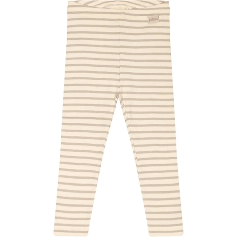 Women's Leather - Look Tight Trousers with Zipper Details in Dark Gray for an Urban StylePetit Piao® Soft Sand/Off White Leggings Modal Striped