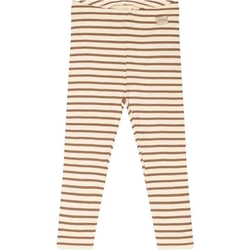Women's Velvet Tight Trousers in Burgundy for a Luxurious and Elegant AppearancePetit Piao® Walnut Brown/Off White Leggings Modal Striped
