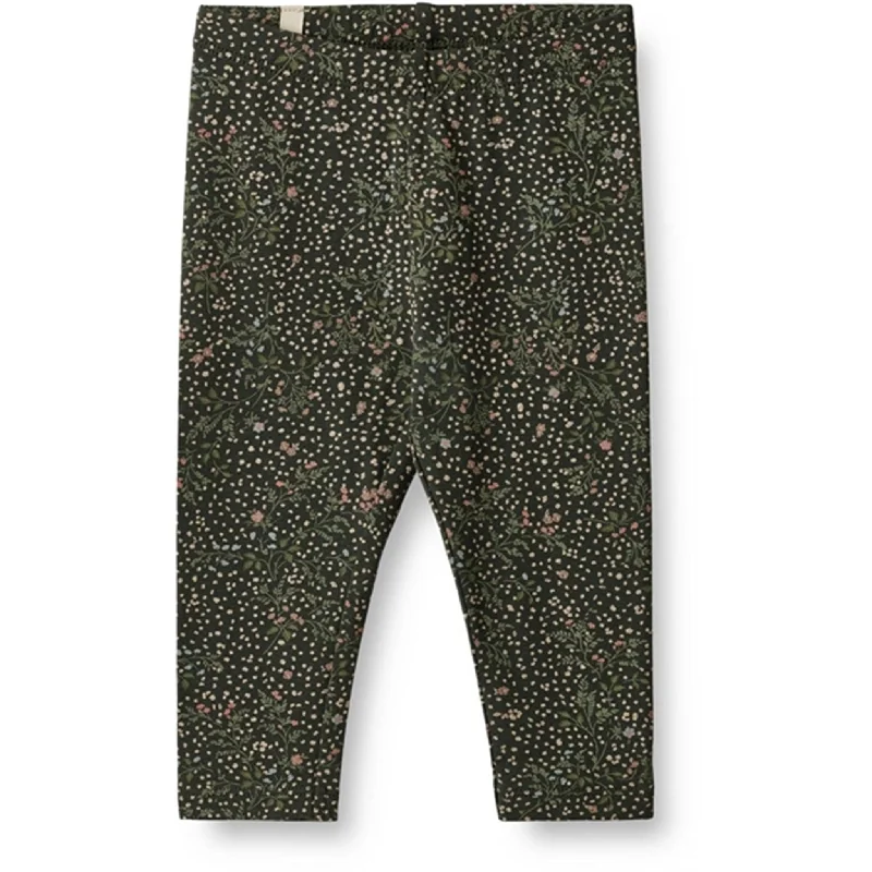 Plus Size Women's Printed Tight Trousers in Floral Patterns for a Spring - Inspired OutfitWheat Black Coal Small Flowers Jersey Leggings Jules