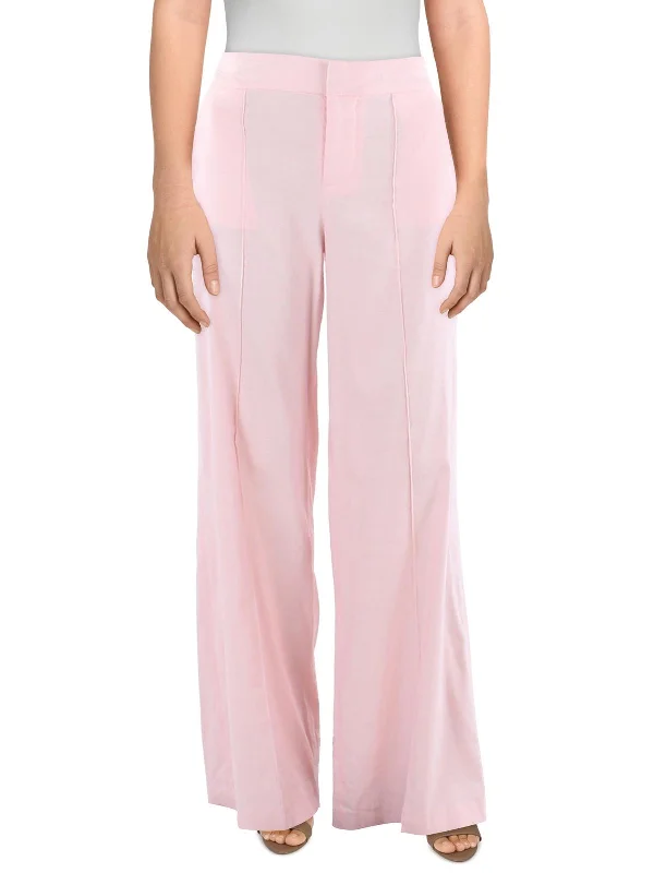 Womens High Rise Pintuck Wide Leg Pants