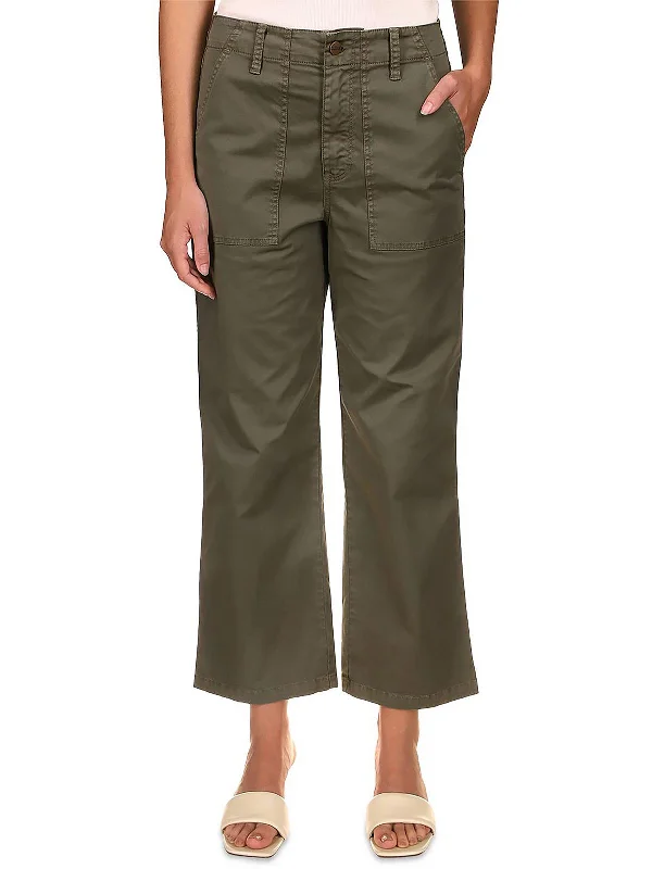 Women's Tight Trousers with Mesh Panels in Black for a Sexy and Modern AppearanceWomens Lightweight Stretch Cropped Pants