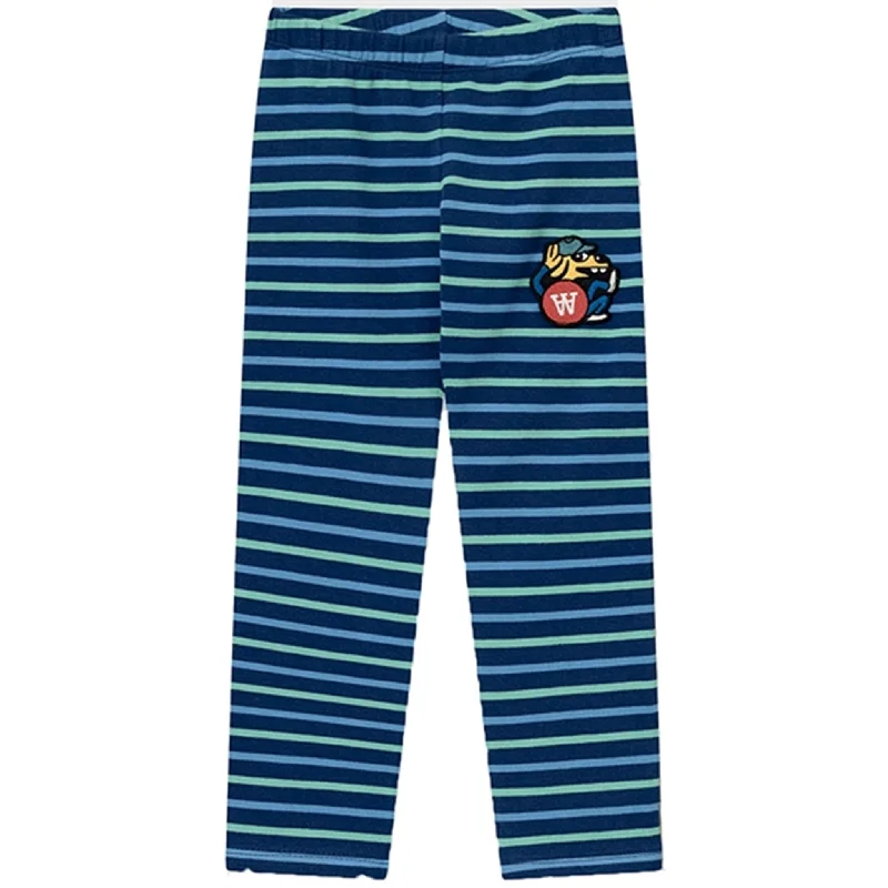 Plus Size Women's Corduroy Tight Trousers in Olive Green for a Retro and Cozy VibeWood Wood Navy Stripes Ira Doggy Patch Leggings