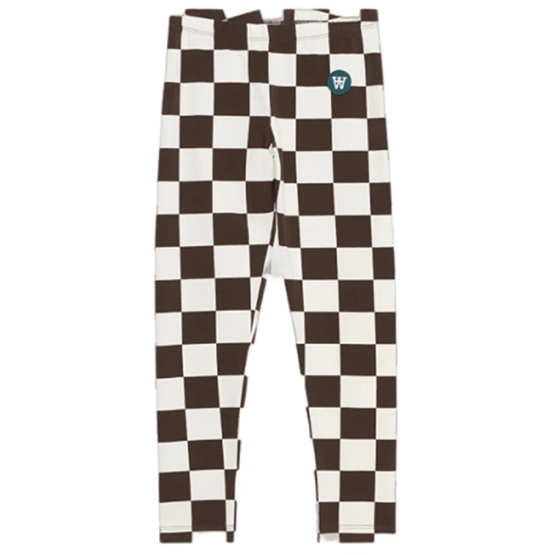 Women's Velvet Tight Trousers in Burgundy for a Luxurious and Elegant AppearanceWood Wood Off-White/Black Coffee Aop Ira Checkered Leggings
