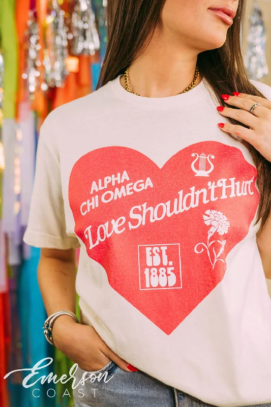 Sheer Women T Shirt for a Stylish and Alluring LookAlpha Chi Love Shouldn't Hurt Tshirt