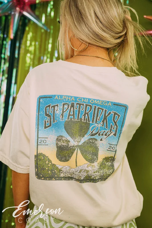 Crop Top Women T Shirt to Pair with High - Waisted BottomsCrop Top Women T Shirt to Pair with High - Waisted BottomsAlpha Chi Omega St Patricks Day Vintage Tee