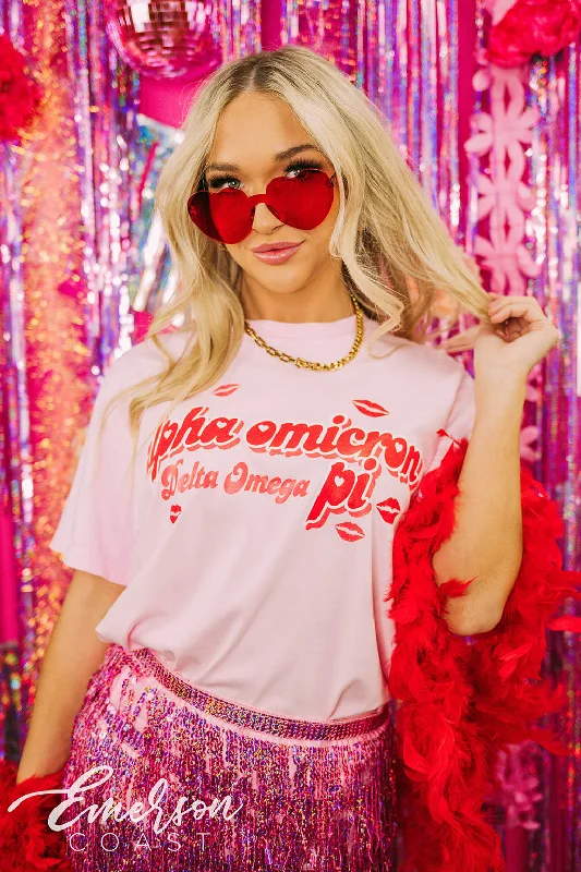 Plus Size Women T Shirt for a Comfortable and Flattering FitPlus Size Women T Shirt for a Comfortable and Flattering FitAlpha Omicron Pi Bid Day Lips Tee