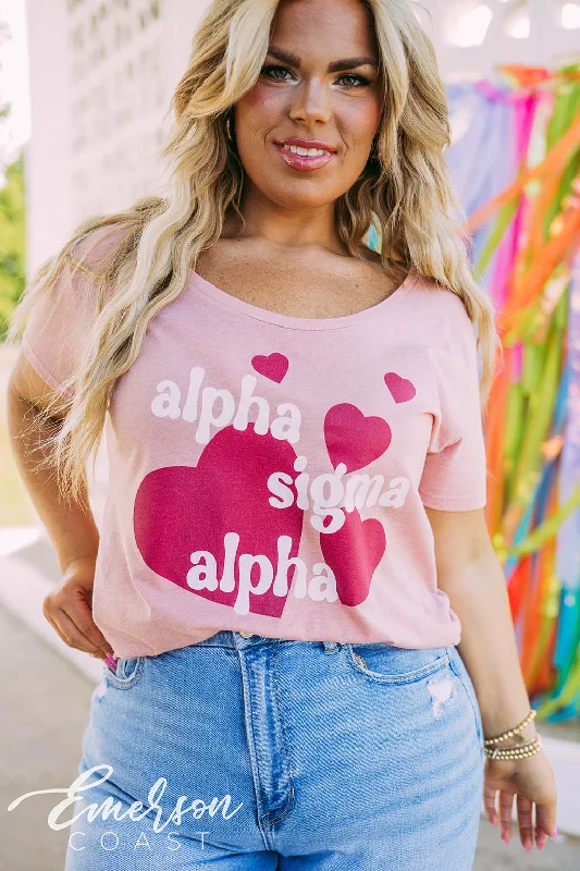 Sleeveless Women T Shirt for Summer ComfortAlpha Sigma Alpha Hearts Tee