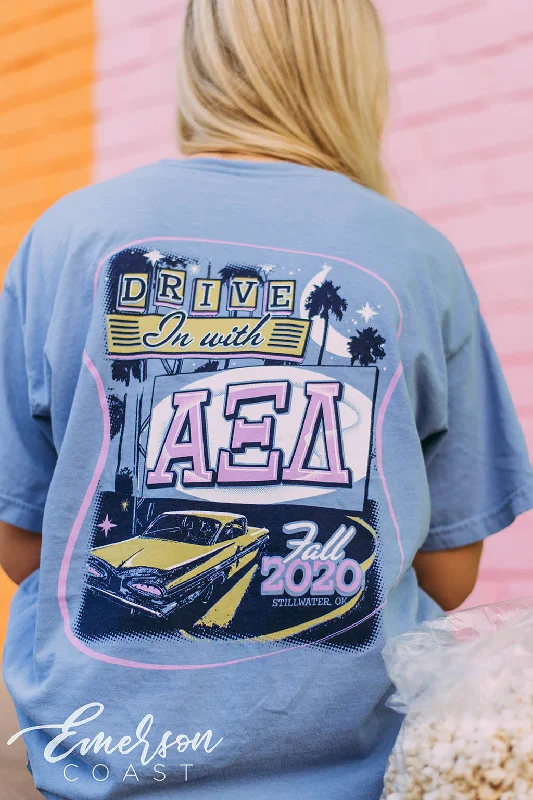 Plus Size Women T Shirt for a Comfortable and Flattering FitPlus Size Women T Shirt for a Comfortable and Flattering FitAlpha Xi Delta Drive In Sisterhood Retreat Tee