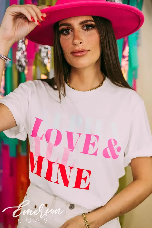 Distressed Women T Shirt with a Laid - Back AestheticAOII Alpha Love and Mine Tee