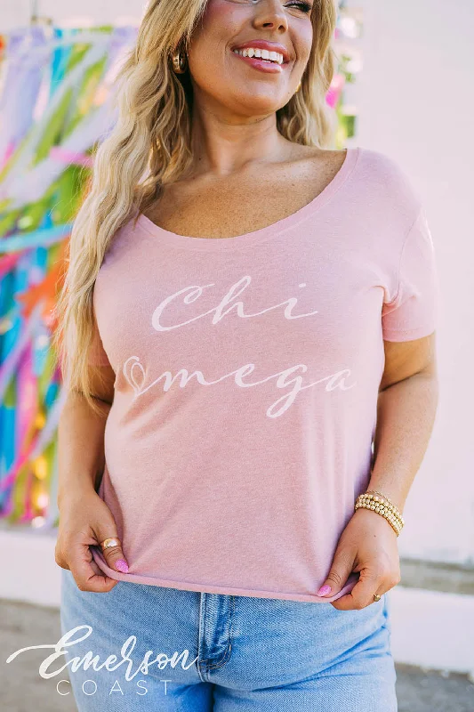 Plus Size Women T Shirt for a Comfortable and Flattering FitChi Omega Script Tee