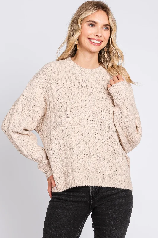 Oversized Women Sweater for a Cozy and Fashionable LookCream Beige Cable Knit Sweater