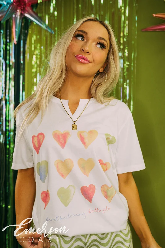 Moisture - Wicking Women T Shirt for Active LifestylesMoisture - Wicking Women T Shirt for Active LifestylesDelta Zeta Philanthropy Heart For Hearing Watercolor Tee