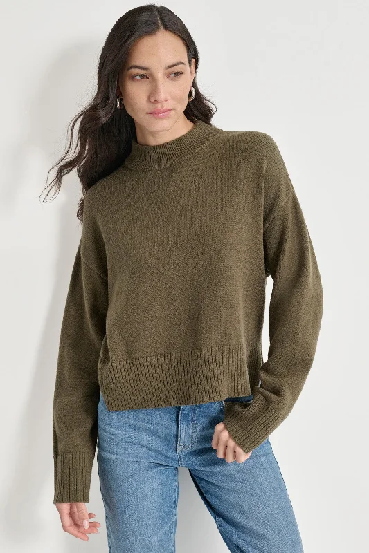 Oversized Women Sweater for a Cozy and Fashionable LookMOCK NECK HIGH LOW SWEATER