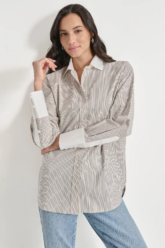 Turtleneck Women Sweater for a Classic and Elegant StyleLONG SLEEVE BUTTON FRONT SHIRT