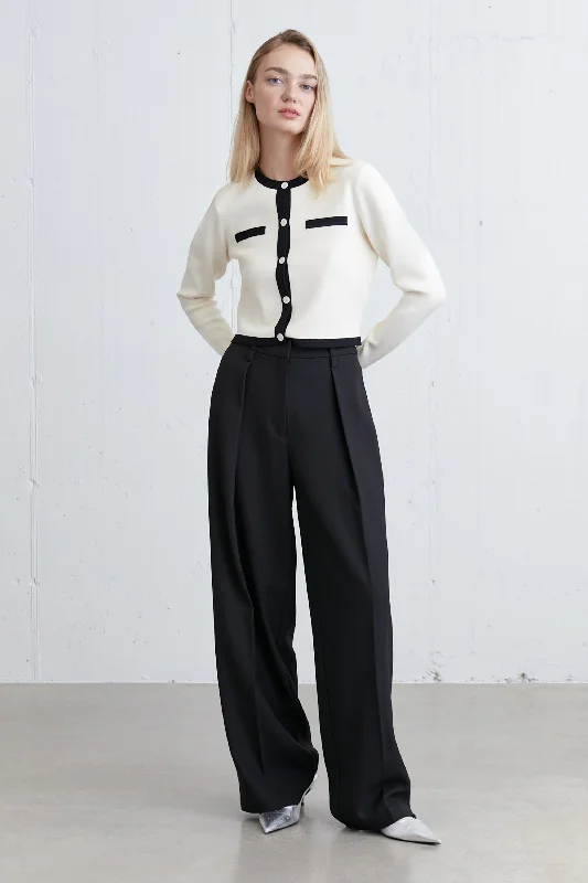 Hand - Knitted Women Sweater with Artisanal CharmDOUBLE BELT LOOP DRESS PANT