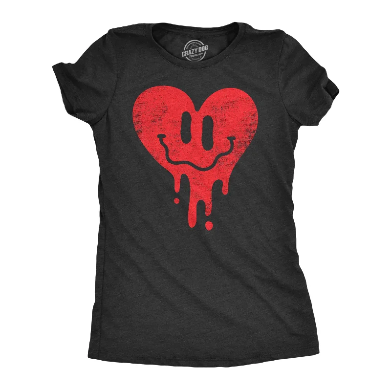 Crew Neck Women T Shirt with a Timeless DesignDripping Heart Face Women's T Shirt