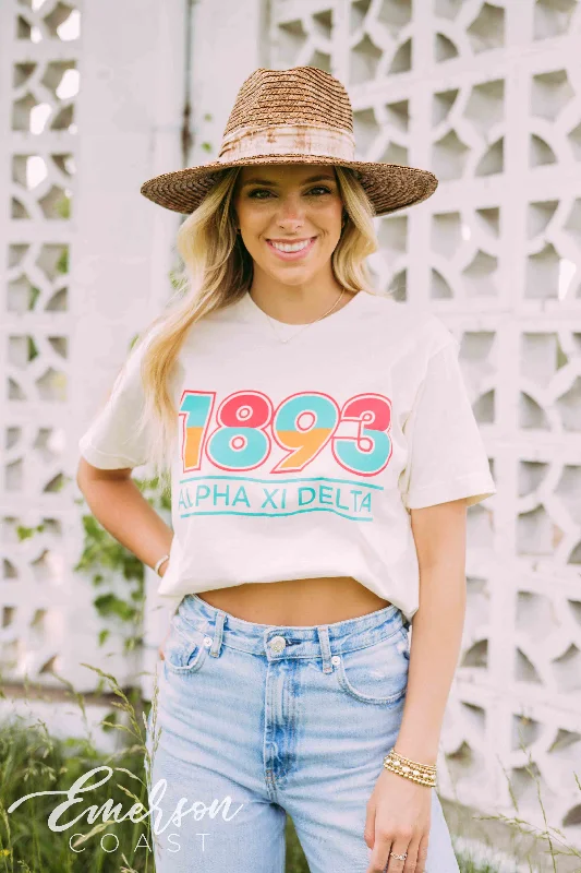 Plus Size Women T Shirt for a Comfortable and Flattering FitColorful Alpha Xi Delta 1893 Recruitment Tee