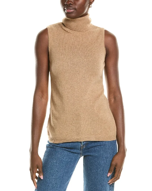 Mock - Neck Women Sweater for a Modern TwistForte Cashmere Sleeveless Turtleneck Cashmere Sweater